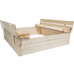 Charles Bentley Kids Children's Square FSC Wood Sand Pit With Seat Benches