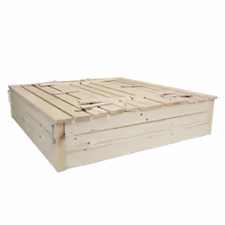 Charles Bentley Kids Children's Square FSC Wood Sand Pit With Seat Benches