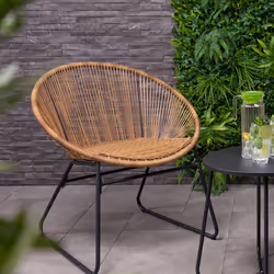 Charles Bentley Zanzibar Tea for Two  Outdoor Garden Patio Furniture Bistro Set In Natural PE Rattan With Powder Coated Frame Max User 120kg