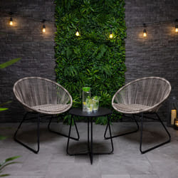 CHARLES BENTLEY Zanzibar Tea for Two Bistro Set, Grey Cafe Style, 2 Chairs, 1 Side Table, Furniture, Indoor, Outdoor, Patio, Balcony Seating For