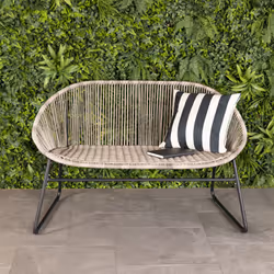 Charles Bentley Zanzibar 2 Seater Outdoor Patio Furniture Bench In Grey PE Rattan With Black Powder Coated Frame H80 x D70 x ...