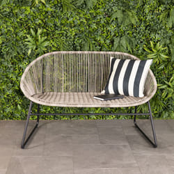Charles Bentley Zanzibar 2 Seater Outdoor Patio Furniture Bench In Grey PE Rattan With Black Powder Coated Frame H80 x D70 x W114cm