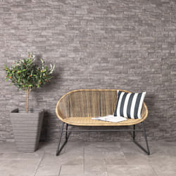 Charles Bentley Zanzibar 2 Seater Outdoor Patio Furniture Bench In Natural PE Rattan With Black Powder Coated Frame H80 x D70 x W114cm