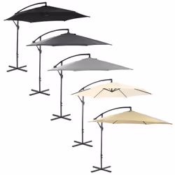 Charles Bentley 3m Hanging Banana Cantilever Patio Garden Umbrella - Light Grey