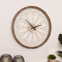 CHARLES BENTLEY Ullswater Outdoor And Indoor Vintage Wall Clock, Wood Effect, Skeleton Design, Metal, Quiet Ticking, Garden DÃ©cor, Giant Open Face,