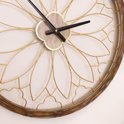 CHARLES BENTLEY Ullswater Outdoor And Indoor Vintage Wall Clock, Wood Effect, Skeleton Design, Metal, Quiet Ticking, Garden DÃ©cor, Giant Open Face,