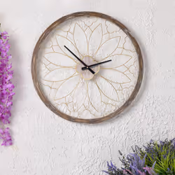 CHARLES BENTLEY Ullswater Outdoor And Indoor Vintage Wall Clock, Wood Effect, Skeleton Design, Metal, Quiet Ticking, Garden DÃ©cor, Giant Open Face,