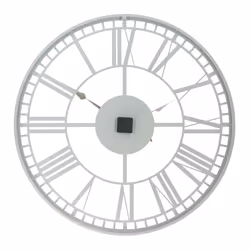 CHARLES BENTLEY Malham Outdoor And Indoor Wall Clock, Grey Coating, Skeleton Design, Metal, Quiet Ticking, Roman Numerals, Giant Open Face, Analog,