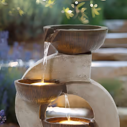 CHARLES BENTLEY 4 Tier Water Feature, UV Resistant, Weather Resistant, Mains Powered, Plug Included, Frost Resistant, Modern, Water Fountain, Built In