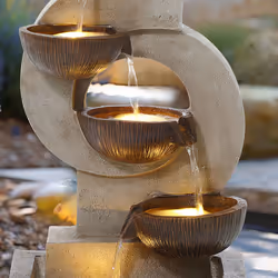 CHARLES BENTLEY 4 Tier Water Feature, UV Resistant, Weather Resistant, Mains Powered, Plug Included, Frost Resistant, Modern, Water Fountain, Built In