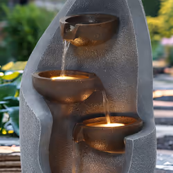 CHARLES BENTLEY 3 Tier Water Feature, UV Resistant, Weather Resistant, Mains Powered, Plug Included, Frost Resistant, Modern, Water Fountain, Built In