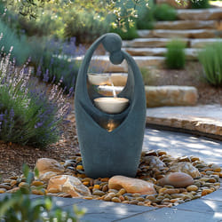 CHARLES BENTLEY 2 Tier, Water Feature, Cascading Water, UV Resistant, Weather Resistant, Mains Powered, Plug Included, Frost Resistant, Dark Blue,