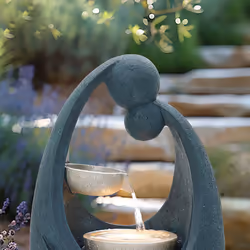 CHARLES BENTLEY 2 Tier, Water Feature, Cascading Water, UV Resistant, Weather Resistant, Mains Powered, Plug Included, Frost Resistant, Dark Blue,