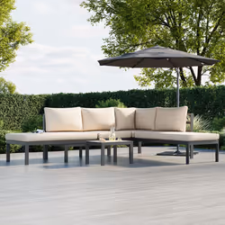 CHARLES BENTLEY Lounge Set, Multifunctional, Aluminium, Corner Sofa, Anthracite Frame, Beige Cushions, Multi Function, Reclin ...