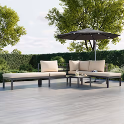 CHARLES BENTLEY Lounge Set, Multifunctional, Aluminium, Corner Sofa, Anthracite Frame, Beige Cushions, Multi Function, Reclining, UV Resistant,