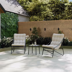 CHARLES BENTLEY Bistro Set, Steel, Comfy, Weather Resistant, UV Protected, Anthracite Frame, Oatmeal coloured Cushions, Deep ...