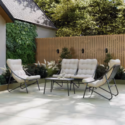 CHARLES BENTLEY 4 Seater, Lounge Set, Steel, Comfy, Weather Resistant, UV Protected, Anthracite Frame, Oatmeal coloured Cushi ...