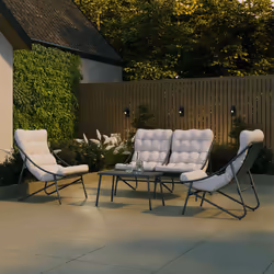 CHARLES BENTLEY 4 Seater, Lounge Set, Steel, Comfy, Weather Resistant, UV Protected, Anthracite Frame, Oatmeal coloured Cushions, Deep Filled