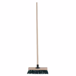 CHARLES BENTLEY Broom, Green, Recycled Synthetic, Wooden, 4ft Handle, 11 Inch, PVC and PET Bristles, Practical, Bark, Dirt, Debris, Outdoor Broom,