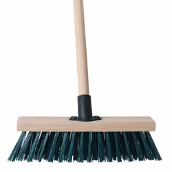 CHARLES BENTLEY Broom, Green, Recycled Synthetic, Wooden, 4ft Handle, 11 Inch, PVC and PET Bristles, Practical, Bark, Dirt, Debris, Outdoor Broom,
