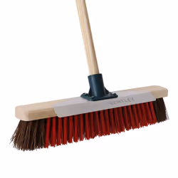 CHARLES BENTLEY Broom, Utility Indoor and Outdoor Broom, Metal Scraper, Wooden Handle, 4ft Handle, 16 Inch, Practical, Outdoor Brush, Patio, Driveway,