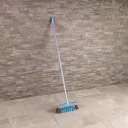 LIFESTYLE 12" Stiff Synthetic, Bassine, Wooden Broom, FSC Certified, Recycled PET Bristles, Bassine Bristles, For Outdoor Use, Metal Handle, Patio
