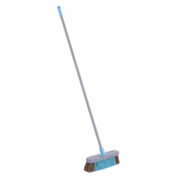 LIFESTYLE 12" Stiff Synthetic, Bassine, Wooden Broom, FSC Certified, Recycled PET Bristles, Bassine Bristles, For Outdoor Use, Metal Handle, Patio