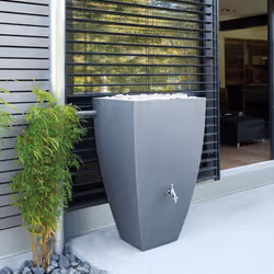 CHARLES BENTLEY 100L, Garden, Plastic Water Butt, Including Chrome Tap With Connector Kit, Grey, Rain Saver, Rainwater Tank,  ...