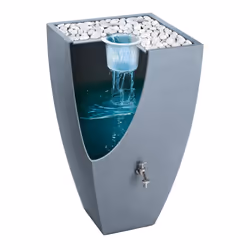 CHARLES BENTLEY 100L, Garden, Plastic Water Butt, Including Chrome Tap With Connector Kit, Grey, Rain Saver, Rainwater Tank, Contemporary Design, 100