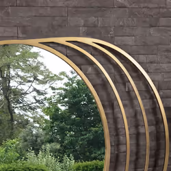 CHARLES BENTLEY Prague Round Mirror, Gold Coloured, Weather Resistant, Shatterproof, Wall Mounted Accent Mirror DÃ©cor For Garden, Indoors, Iron,