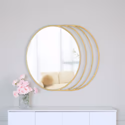 CHARLES BENTLEY Prague Round Mirror, Gold Coloured, Weather Resistant, Shatterproof, Wall Mounted Accent Mirror DÃ©cor For Garden, Indoors, Iron,