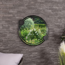 CHARLES BENTLEY Warsaw Round Mirror Durable, Weather Resistant, Wall Mounted, Shatterproof, Accent Mirror, Decor, For Garden, Iron, Aluminium, Black