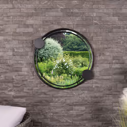 CHARLES BENTLEY Warsaw Round Mirror Durable, Weather Resistant, Wall Mounted, Shatterproof, Accent Mirror, Decor, For Garden, Iron, Aluminium, Black