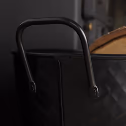 Willow Fireside Log Bucket Iron Oval Opening Black Matte Finish