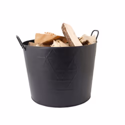 Yew Fireside Log Bucket Contemporary Design Iron Matte Black