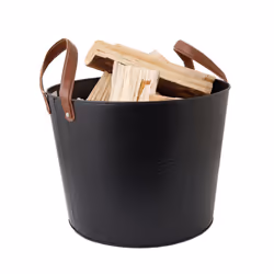 Mulberry Leather Handle Log Bucket Iron Leather Black Matte Timeless Style