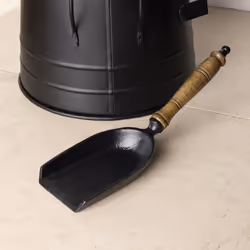 CHARLES BENTLEY Coal Bucket, Snug, Alder, Coal, Bucket, with Shovel, Iron, Black, Shovel Holster, Traditional Style, Metal, Carry Handles, Traditional