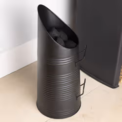 CHARLES BENTLEY Coal Hod, Snug, Cherry, Ribbed, Coal Bucket, Black Matte, Ribbed Design, Fluted Top, Two Metal Handles, 3kg W ...