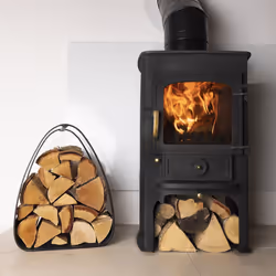 CHARLES BENTLEY Log Holder, Snug, Larch Log Holder, Iron, Solid Flat Base, Contemporary Design, Black Matte Finish, 6KG Log Capacity, Modern, Log