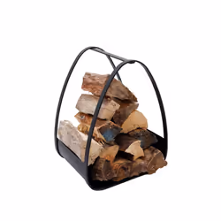CHARLES BENTLEY Log Holder, Snug, Larch Log Holder, Iron, Solid Flat Base, Contemporary Design, Black Matte Finish, 6KG Log Capacity, Modern, Log