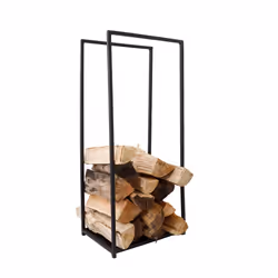 CHARLES BENTLEY Log Holder, Snug, Dogwood Log Holder, Iron, Solid Base, Tall Frame, Black Matte, Contemporary Design, Log Storage, Fireplace, 10KG Log