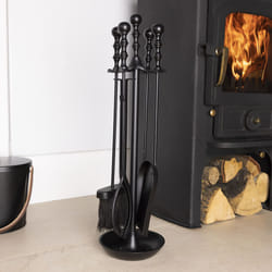 Charles Bentley Snug Hemlock Fireside Companion Set Coal Shovel Poker Tongs Natural Coco Fiber Brush Tool Stand Iron