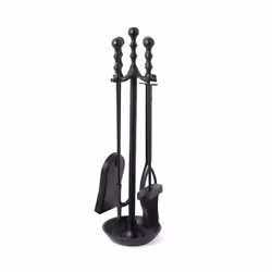 Charles Bentley Snug Hemlock Fireside Companion Set Coal Shovel Poker Tongs Natural Coco Fiber Brush Tool Stand Iron