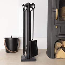 CHARLES BENTLEY Fireside Companion Set, Snug, Palm, Fireside, Companion Set, Tongs, Poker, Coal, Shovel, Natural, Coco, Fiber Brush, Iron Tool Stand,