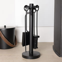 CHARLES BENTLEY Fireplace Companion Set, Snug, Olive, Fireside, Companion Set, Tongs, Poker, Coal Shovel, Natural Coco Fiber Brush, Iron, Tool Stand,