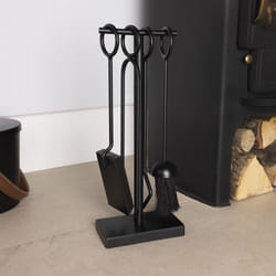 CHARLES BENTLEY Companion Set, Snug, Conifer, Fireside Companion Set, Tongs, Poker, Coal, Shovel, Natural, Coco, Fiber Brush, Iron Tool Stand,