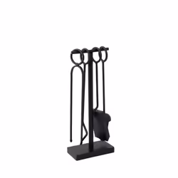 CHARLES BENTLEY Companion Set, Snug, Conifer, Fireside Companion Set, Tongs, Poker, Coal, Shovel, Natural, Coco, Fiber Brush, Iron Tool Stand,
