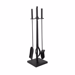 CHARLES BENTLEY Companion Set,  Snug, Redbud, Fireside Companion Set, Iron, Tool Stand, Aluminium Handles, Poker, Tongs, Shovel, Natural Coco Fibers,