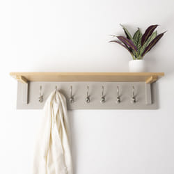 Charnwood Floating Shelf with Steel Metal Hooks 4 kg Mountable and Painted Grey Finish