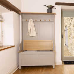 CHARLES BENTLEY, Charnwood, Hallway Tidy, with Storage Bench, Free Standing, Contemporary, Grey, 6 Hooks, Top Shelf, 112 Litr ...